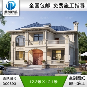 新農村二層帶露臺簡歐小別墅效果圖及施工圖紙_鄉(xiāng)村兩層自建房設計,鼎川建筑