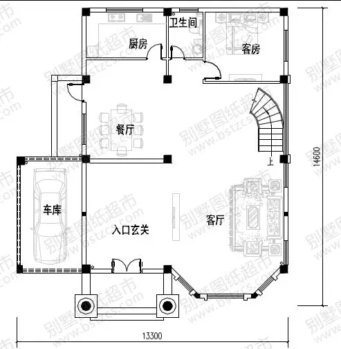 挑空客廳+旋轉樓梯，13×14三層優雅大氣歐式別墅